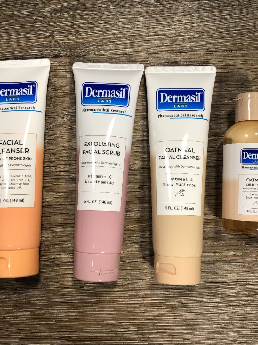 Dermasil Labs Face Skin Care Lot Oatmeal Cleanser Milk Toner Exfoliating Scrub